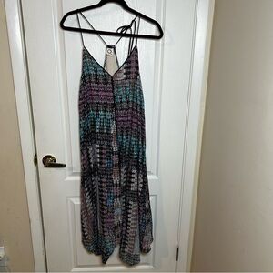 Akemi Kin anthropologie blue riviera tassel graphic midi dress womens Medium